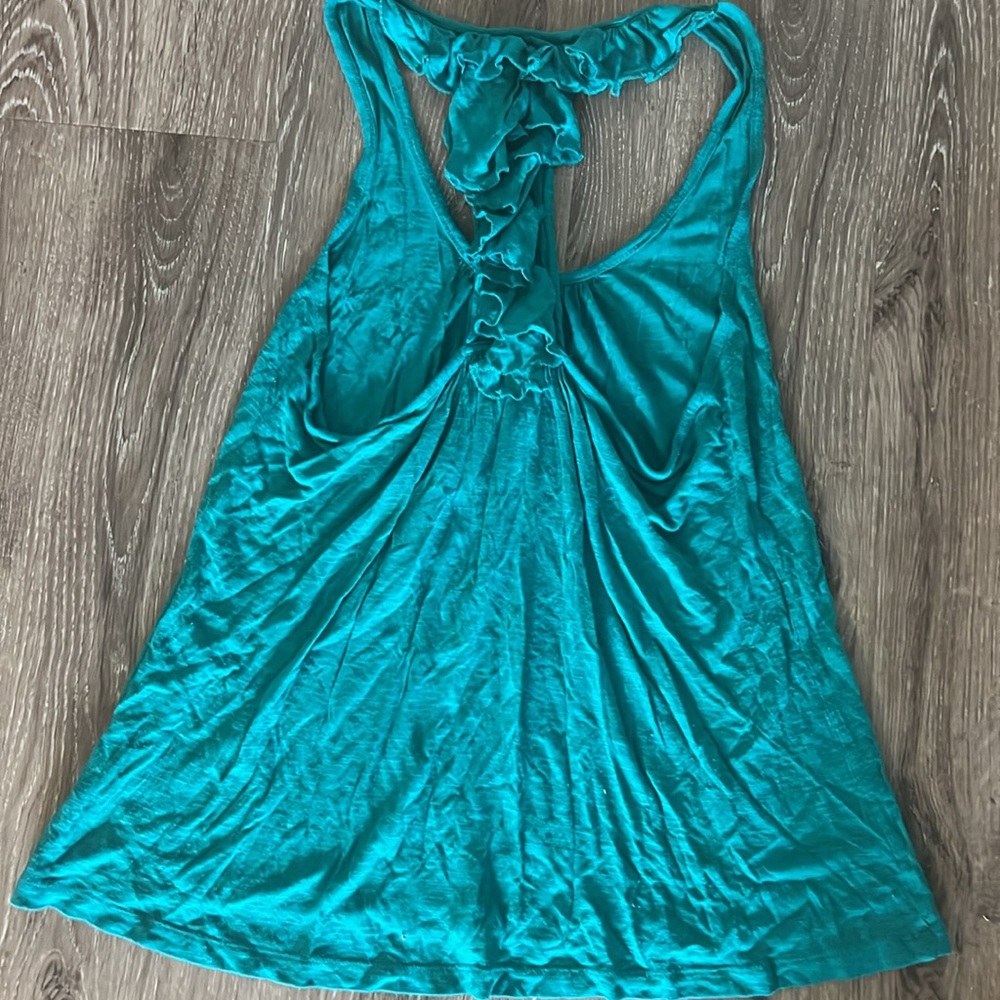 Teal Razor Back Tank with Ruffle Back - Picture 6 of 6